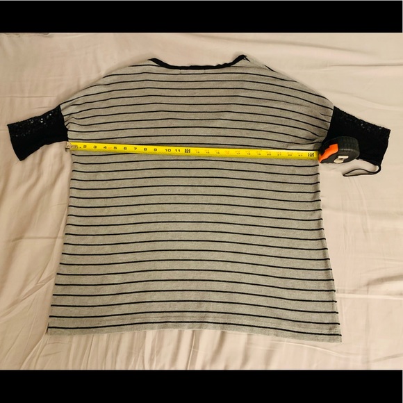 Women’s Karen by Karen Kane horizontal stripe top with sequin sleeve detail - Picture 7 of 9